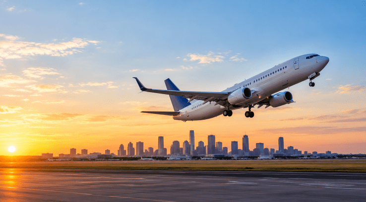 Jetliner Ascending Over Golden City 1